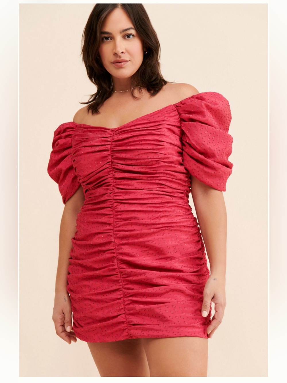 Hutch Raspberry Pink Ruched Off-Shoulder Mini Dress Sz. 8 - Picture 3 of 9